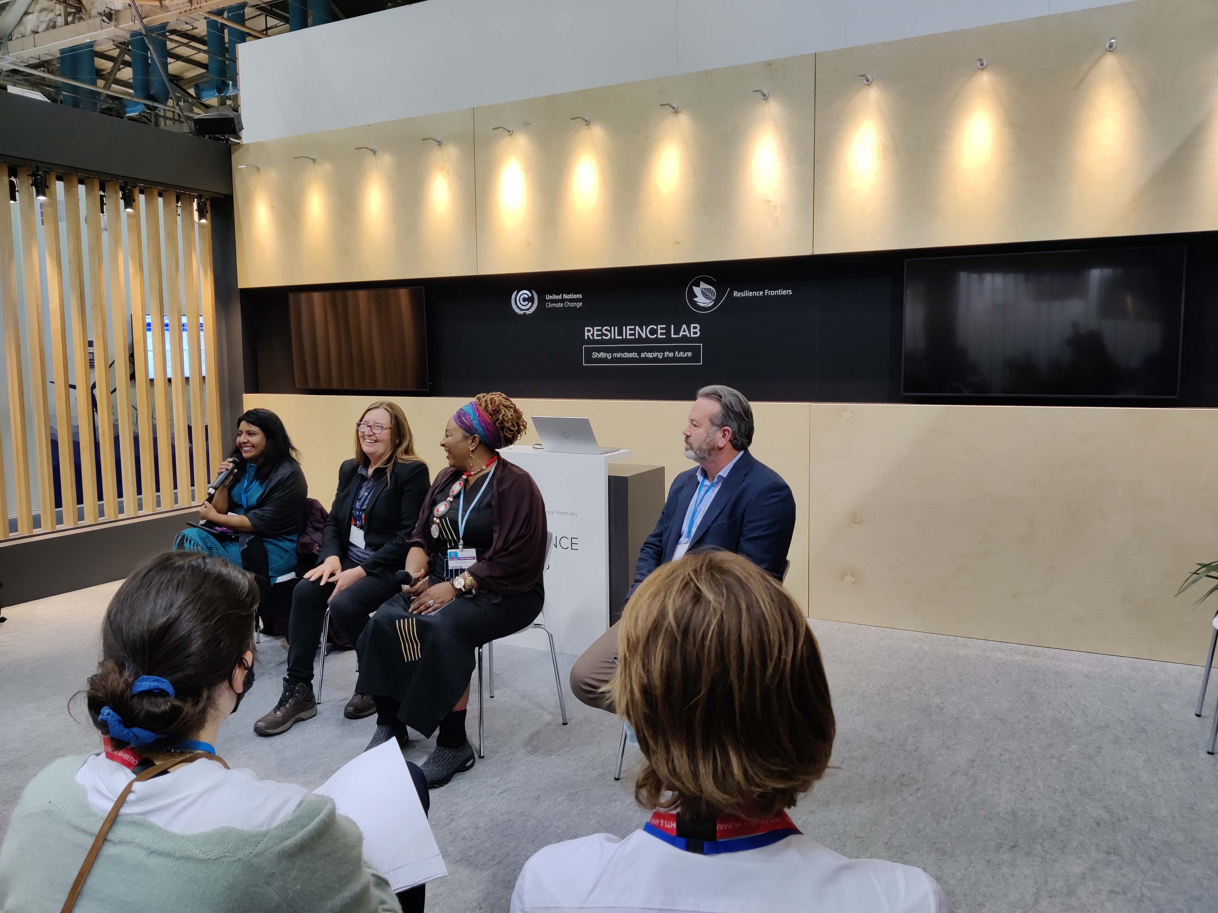 The panel from the third session. L-R: Tania Martinez Cruz, High-Level Expert on Indigenous Food Systems, Food and Agriculture Organization (FAO); Virginia Marshall, Australian National University; Sheila Ochugboju, Lead Consultant, Network for African Women Environmentalists and Richard Bramley.