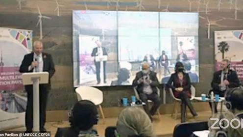 The dais during the side event on Local Government and Municipal Authorities COP26 Multilevel Partnership 
