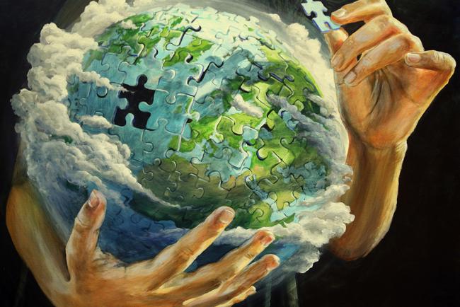 Painting depicting a hole in the ozone layer