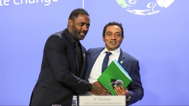 Idris Elba, UN IFAD Goodwill Ambassador, with M. Sanjayan, CEO, Conservation International