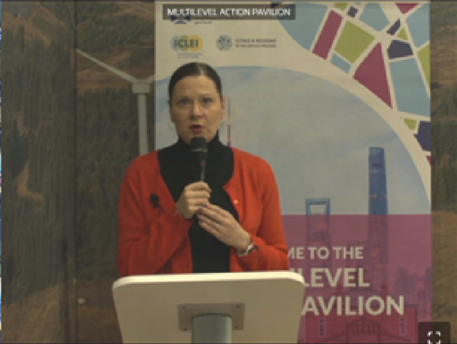 Minna Arve, Mayor of Turku, Finland, and VP of ICLEIiclei-eu-green-dealCOP26_12Nov2021_photo.png