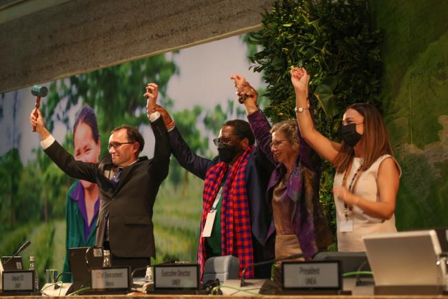 Celebration on the dais
