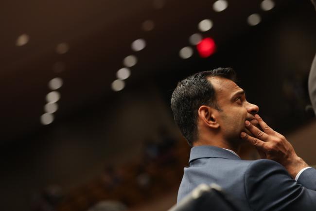 A delegate listens to the discussion on recovery to resilience for small island developing states (SIDS)