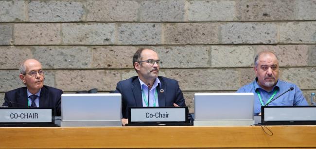 View of the dais during a contact group on GBF implementation mechanisms
