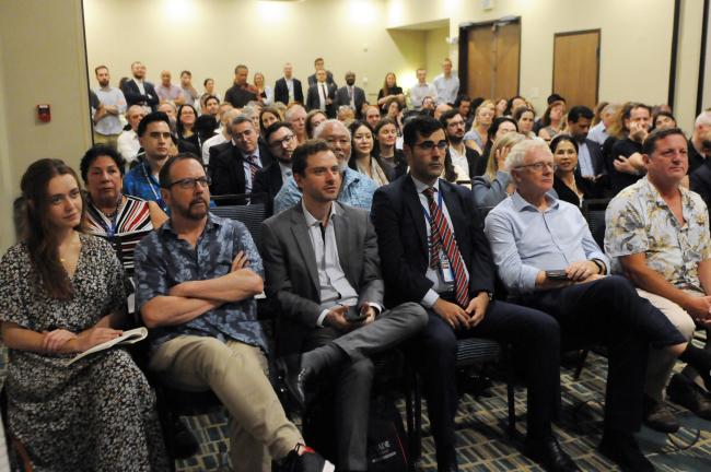 Participants attend the evening event and reception on 'The Environmental Costs of Deep-Sea Mining'