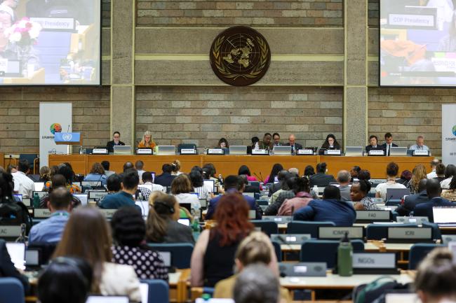 View of the dais during the morning plenary