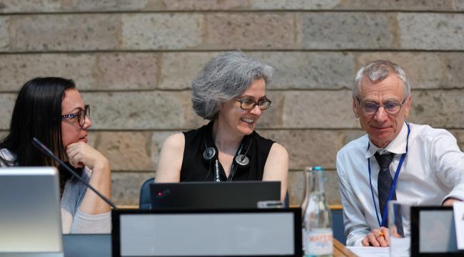 From L-R: Marianela Araya and Kathryn Garforth, CBD Secretariat; and David Cooper, Acting Executive Secretary, CBD