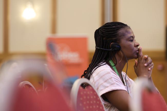 Delegates listen to the interventions