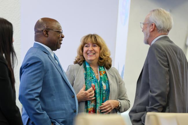 From L-R: FAO Deputy Director-General Godfrey Magwenzi; CBD Executive Secretary Astrid Schomaker; and CGRFA 20 Chair Benoit Girard, Canada