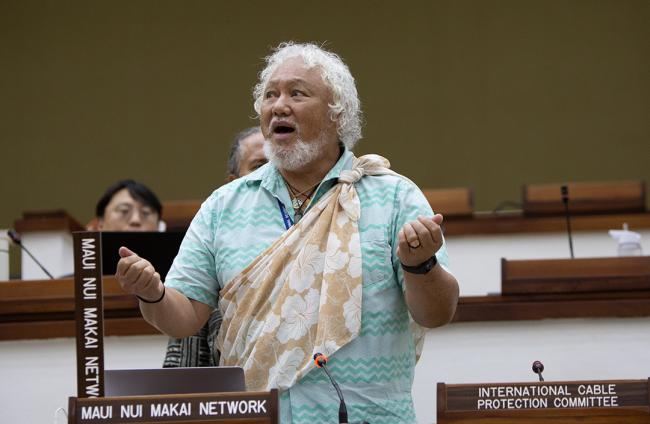 Solomon “Uncle Sol” Kaho‘ohalahala, Greenpeace International, offer a Hawaiian oli (chant) inviting the ancestors to help everyone in these negotiations - ISA-30_1-17March2025